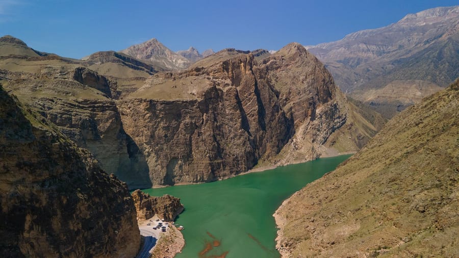 Emerald water and canyon in Dagestan, Russia