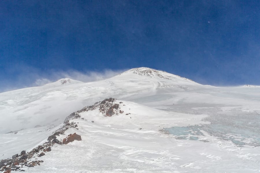 Snow-covered Mount Elbrus, Kabardino-Balkaria, Russia